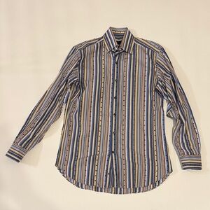 Men’s ETRO Striped Long Sleeve Shirt with velvet detailing